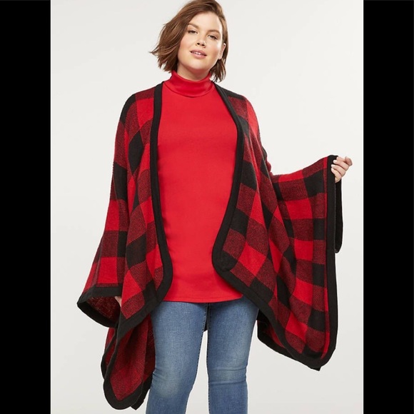 🆕NEW! Oversized Buffalo Plaid Poncho Overpiece - Picture 1 of 16